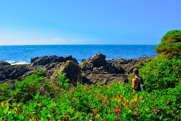 One of the best spots in BC is Ucluelet on Vancouver Island featuring the Pacific Ocean.