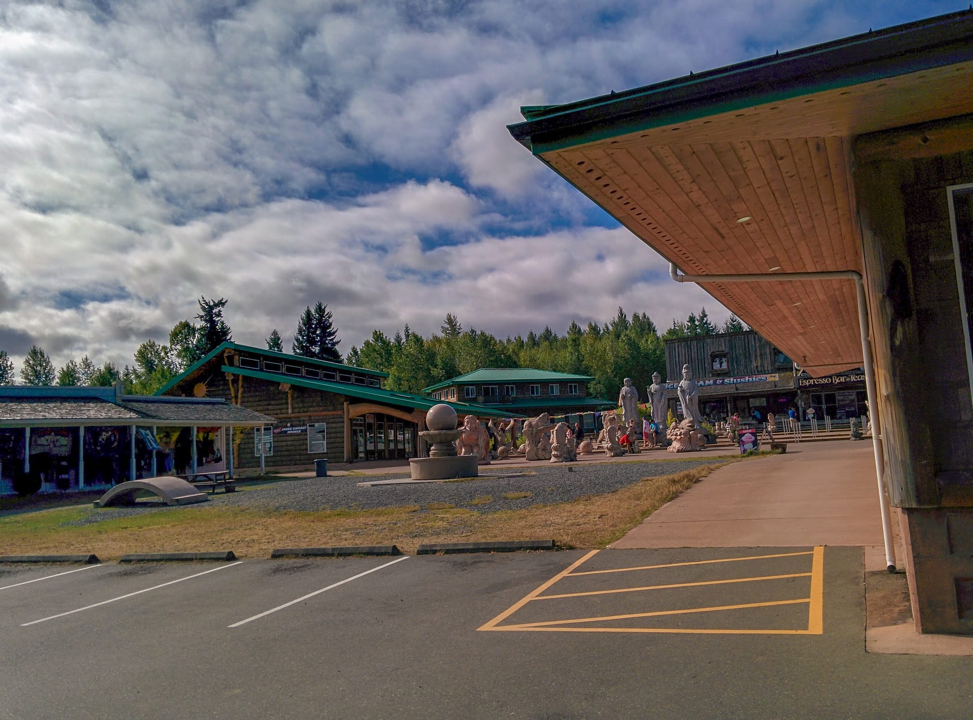 coolest places in BC, statue, parking lot, sky